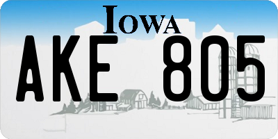 IA license plate AKE805