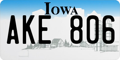 IA license plate AKE806