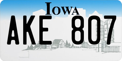 IA license plate AKE807