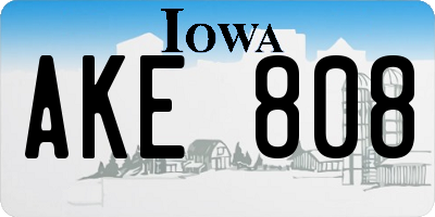 IA license plate AKE808