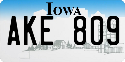 IA license plate AKE809