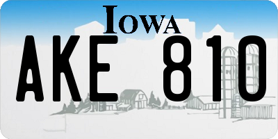 IA license plate AKE810