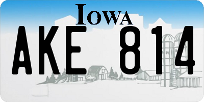 IA license plate AKE814