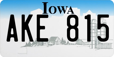 IA license plate AKE815