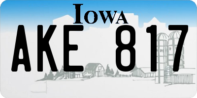 IA license plate AKE817