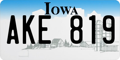 IA license plate AKE819