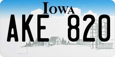 IA license plate AKE820