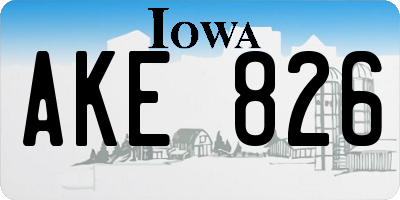 IA license plate AKE826