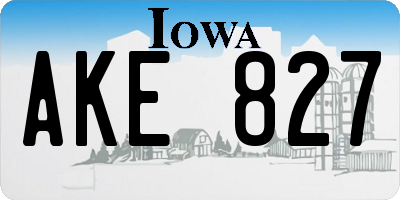 IA license plate AKE827