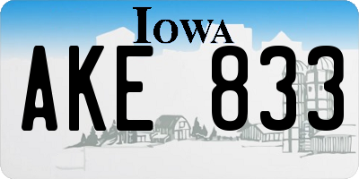 IA license plate AKE833