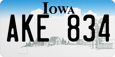 IA license plate AKE834