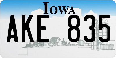 IA license plate AKE835