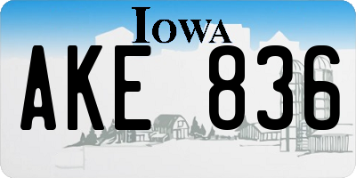 IA license plate AKE836