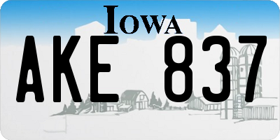 IA license plate AKE837