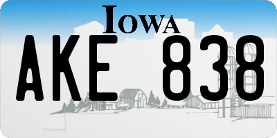 IA license plate AKE838