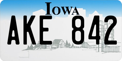 IA license plate AKE842