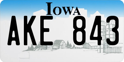 IA license plate AKE843