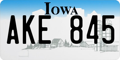 IA license plate AKE845