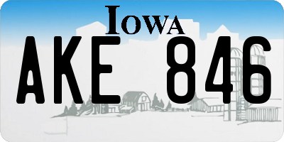 IA license plate AKE846