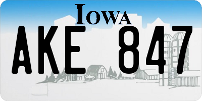 IA license plate AKE847