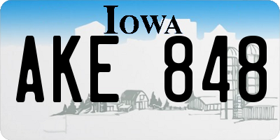 IA license plate AKE848