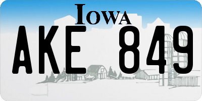 IA license plate AKE849