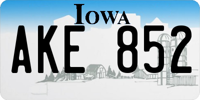 IA license plate AKE852