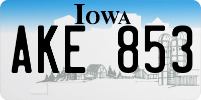 IA license plate AKE853