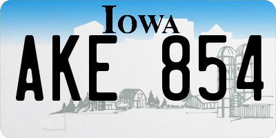 IA license plate AKE854