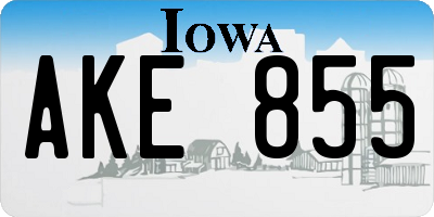 IA license plate AKE855