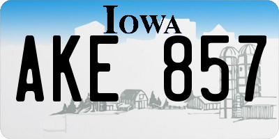 IA license plate AKE857