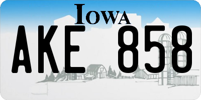 IA license plate AKE858