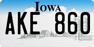 IA license plate AKE860