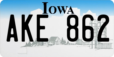 IA license plate AKE862