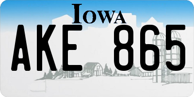 IA license plate AKE865