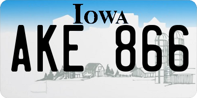 IA license plate AKE866