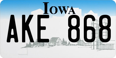 IA license plate AKE868