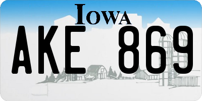 IA license plate AKE869