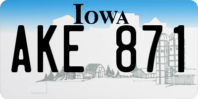 IA license plate AKE871