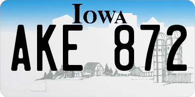 IA license plate AKE872