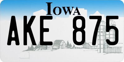 IA license plate AKE875