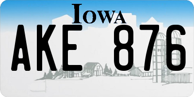 IA license plate AKE876