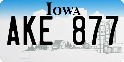 IA license plate AKE877