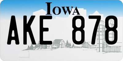 IA license plate AKE878