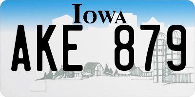 IA license plate AKE879