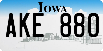 IA license plate AKE880