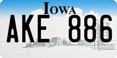 IA license plate AKE886