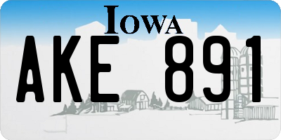 IA license plate AKE891