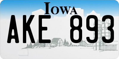 IA license plate AKE893