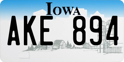 IA license plate AKE894